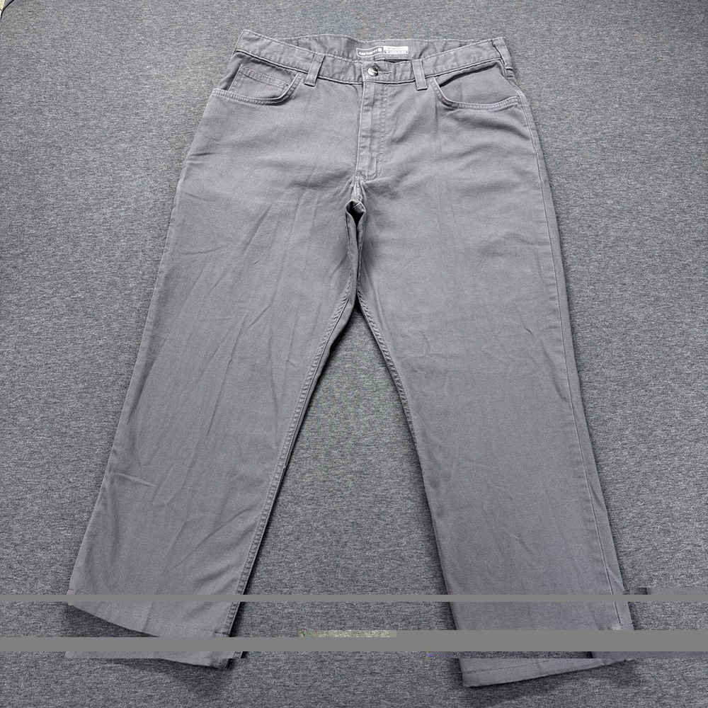 Carhartt Rugged Flex Work‎ Pants Mens 36x27 TAG-36x34 Gray Relaxed Fit Canvas